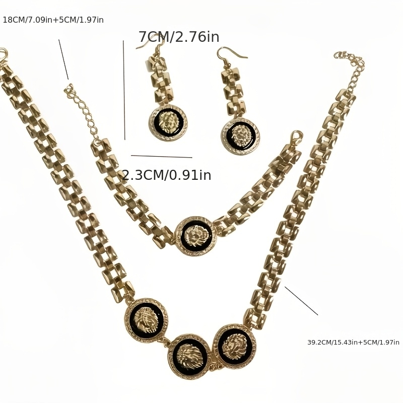 Creative Casual Trendy Geometric Round Necklace & Bracelet Set